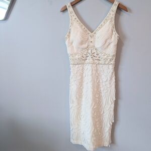 Sue Wong Beaded Sheath Wedding Dress V-Neck Sleeveless